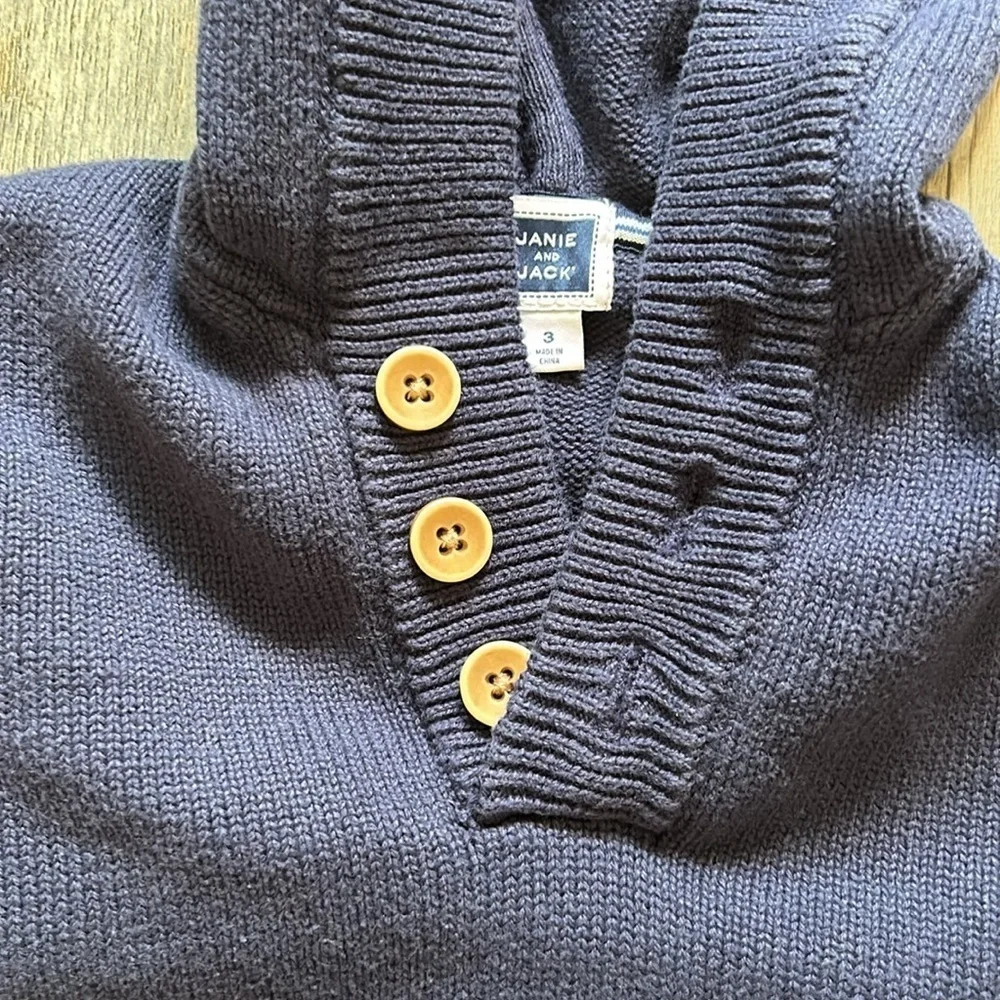 Janie and jack boys navy blue hooded sweater size 3